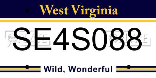 SE4S088 West Virginia License Plate