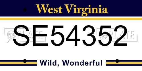 SE54352 West Virginia License Plate