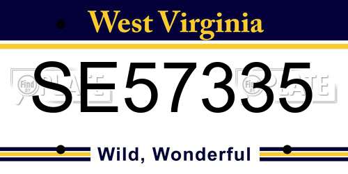 SE57335 West Virginia License Plate