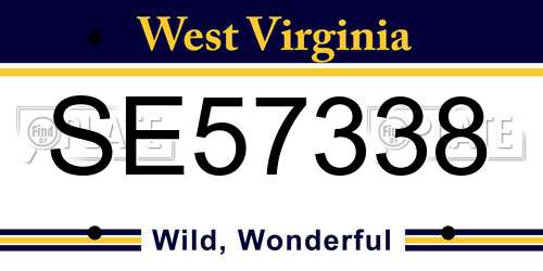 SE57338 West Virginia License Plate