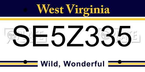 SE5Z335 West Virginia License Plate