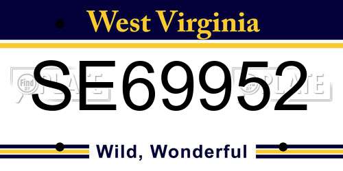 SE69952 West Virginia License Plate