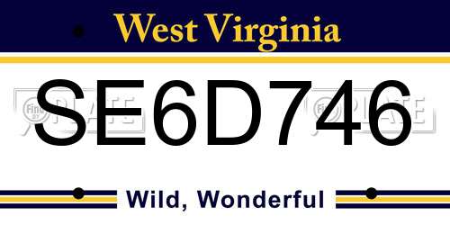 SE6D746 West Virginia License Plate