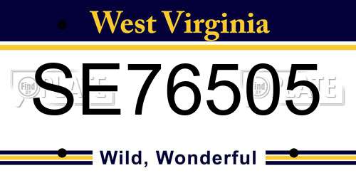 SE76505 West Virginia License Plate