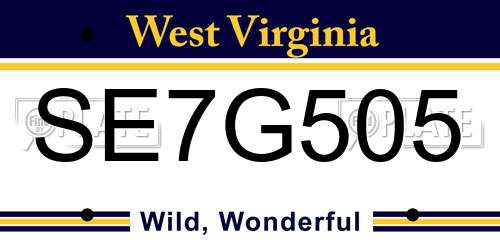 SE7G505 West Virginia License Plate