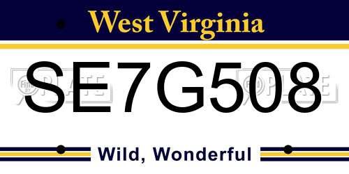 SE7G508 West Virginia License Plate