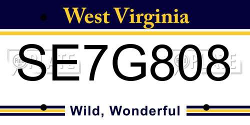 SE7G808 West Virginia License Plate