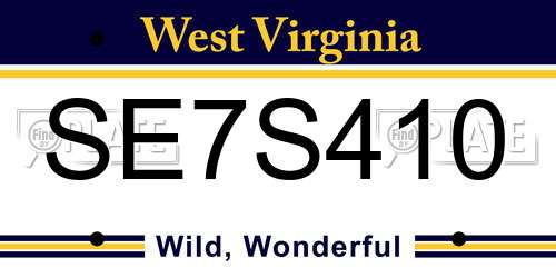 SE7S410 West Virginia License Plate