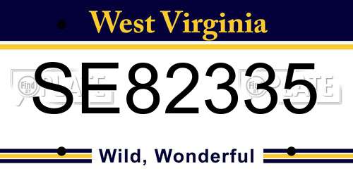 SE82335 West Virginia License Plate