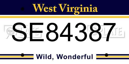 SE84387 West Virginia License Plate