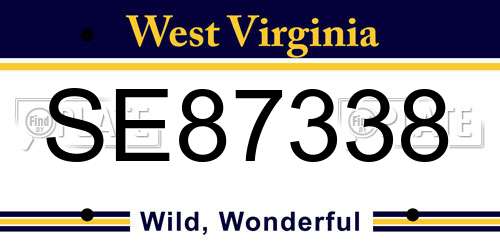SE87338 West Virginia License Plate