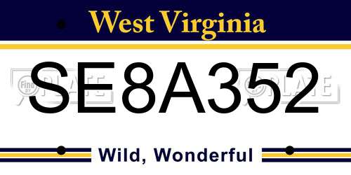 SE8A352 West Virginia License Plate