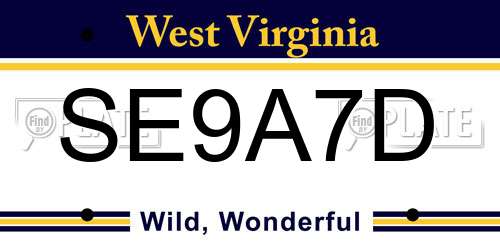 SE9A7D West Virginia License Plate