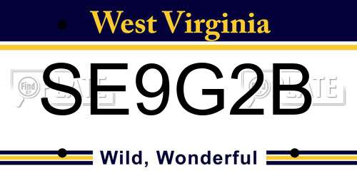 SE9G2B West Virginia License Plate