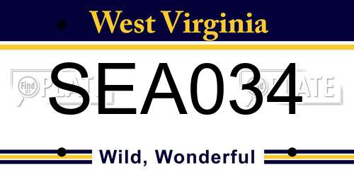 SEA034 West Virginia License Plate