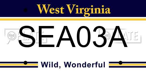 SEA03A West Virginia License Plate