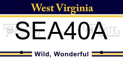 SEA40A West Virginia License Plate