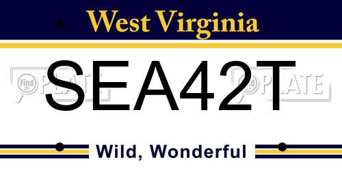 SEA42T West Virginia License Plate