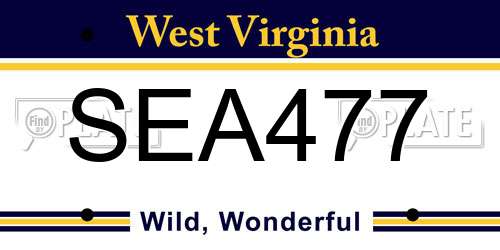 SEA477 West Virginia License Plate