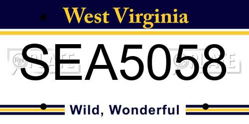 SEA5058 West Virginia License Plate