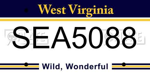 SEA5088 West Virginia License Plate