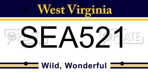 SEA521 West Virginia License Plate