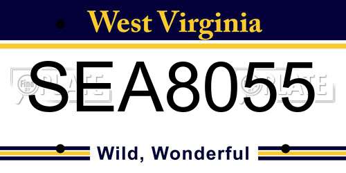 SEA8055 West Virginia License Plate