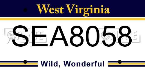 SEA8058 West Virginia License Plate