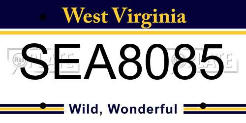 SEA8085 West Virginia License Plate