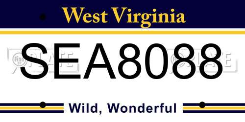 SEA8088 West Virginia License Plate
