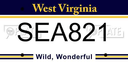 SEA821 West Virginia License Plate