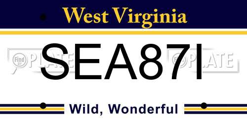 SEA87I West Virginia License Plate
