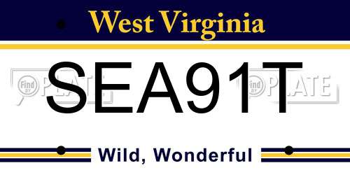 SEA91T West Virginia License Plate