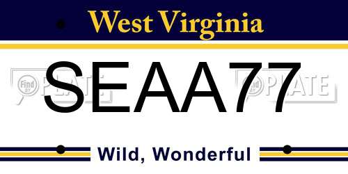 SEAA77 West Virginia License Plate