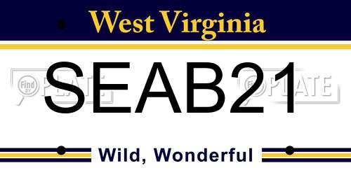 SEAB21 West Virginia License Plate