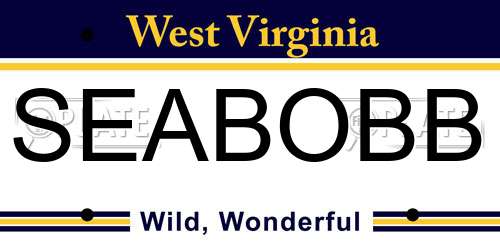 SEABOBB West Virginia License Plate