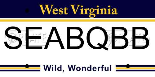 SEABQBB West Virginia License Plate