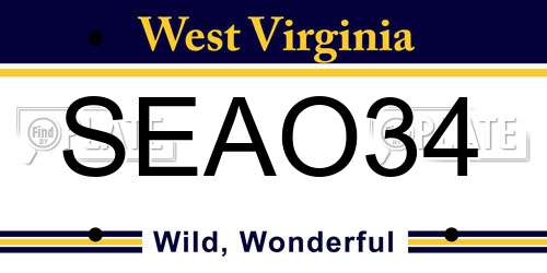 SEAO34 West Virginia License Plate