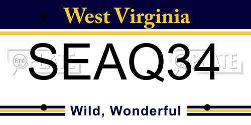 SEAQ34 West Virginia License Plate