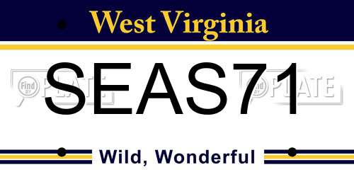 SEAS71 West Virginia License Plate