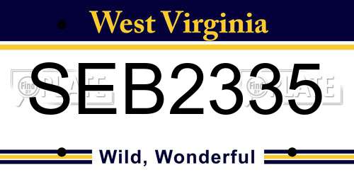 SEB2335 West Virginia License Plate