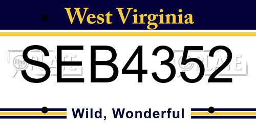 SEB4352 West Virginia License Plate
