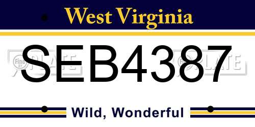 SEB4387 West Virginia License Plate