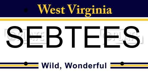 SEBTEES West Virginia License Plate
