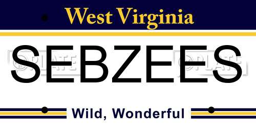 SEBZEES West Virginia License Plate