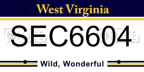 SEC6604 West Virginia License Plate