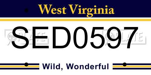SED0597 West Virginia License Plate