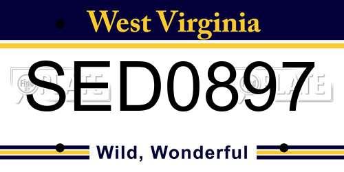SED0897 West Virginia License Plate