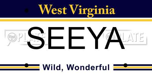 SEEYA West Virginia License Plate