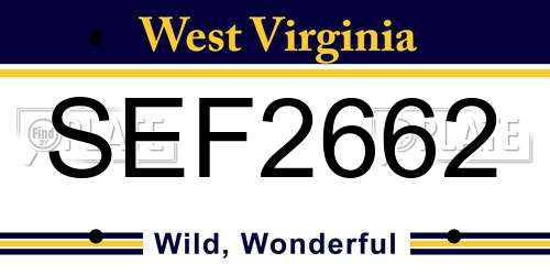 SEF2662 West Virginia License Plate